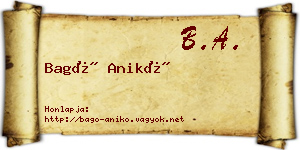 Bagó Anikó névjegykártya
